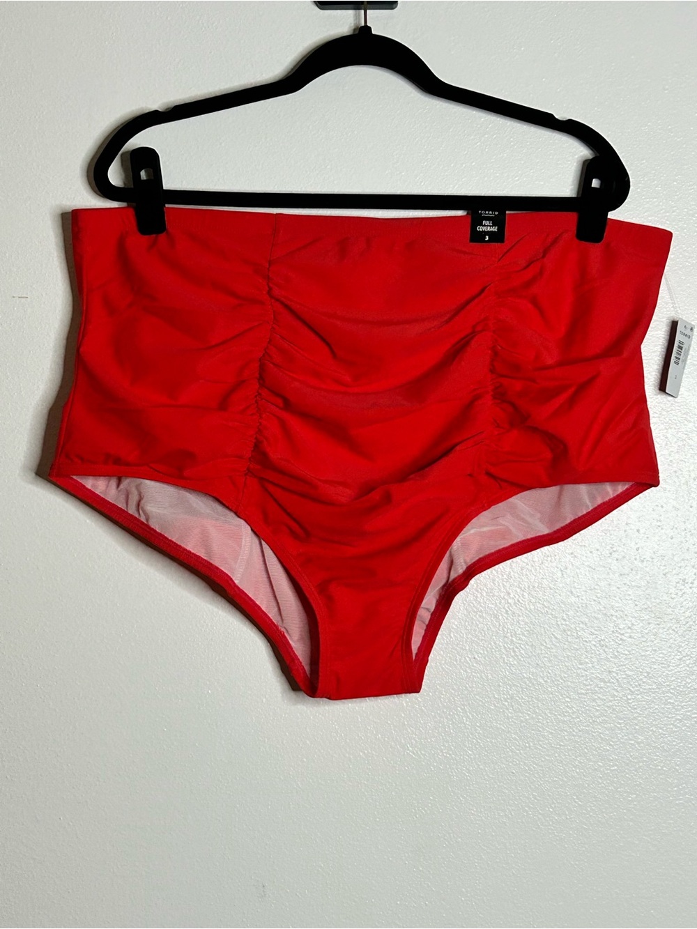 NWT Torrid Bright Red Lady Bug Ruched High Waisted Swim Brief Bottoms 3X Size 3